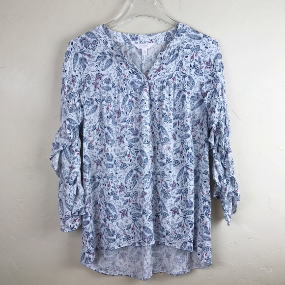 LC LAUREN CONRAD 3/4 Sleeve Boho Ruffle Blouse - Picture 4 of 6